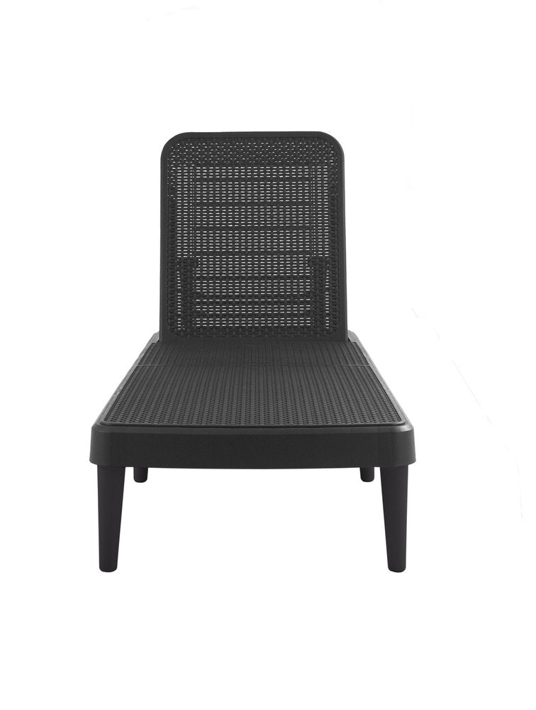 Black Heavy Duty Plastic Outdoor Stacking Chaise Lounge - 75-inch