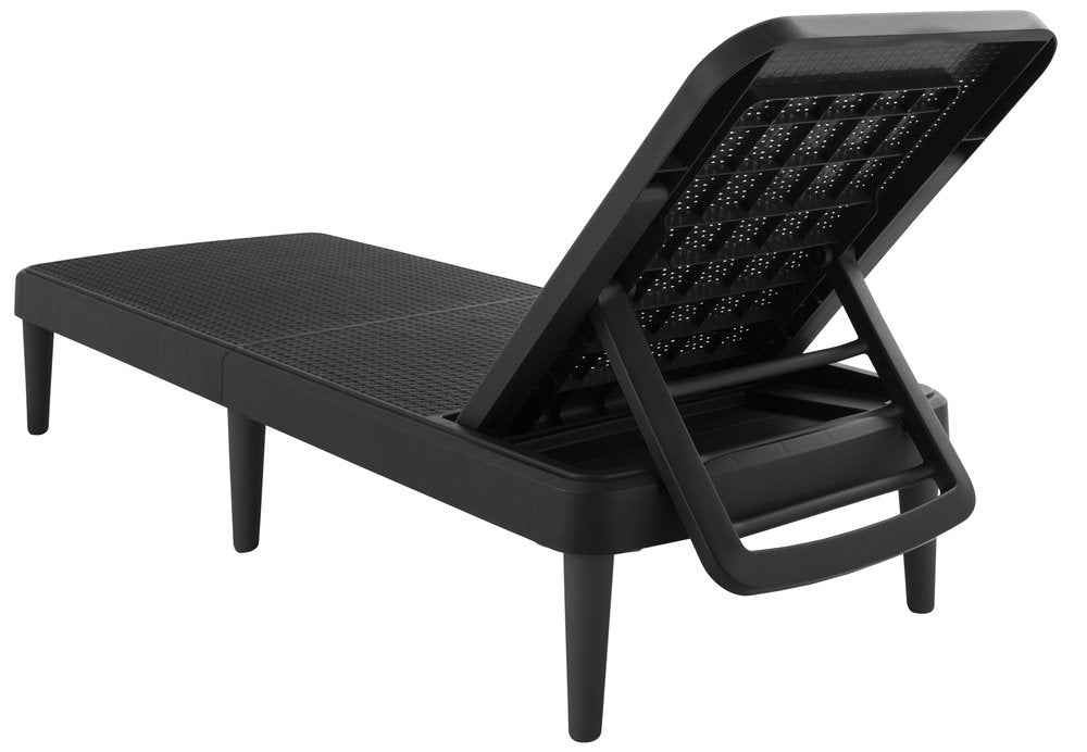 Black Heavy Duty Plastic Outdoor Stacking Chaise Lounge - 75-inch