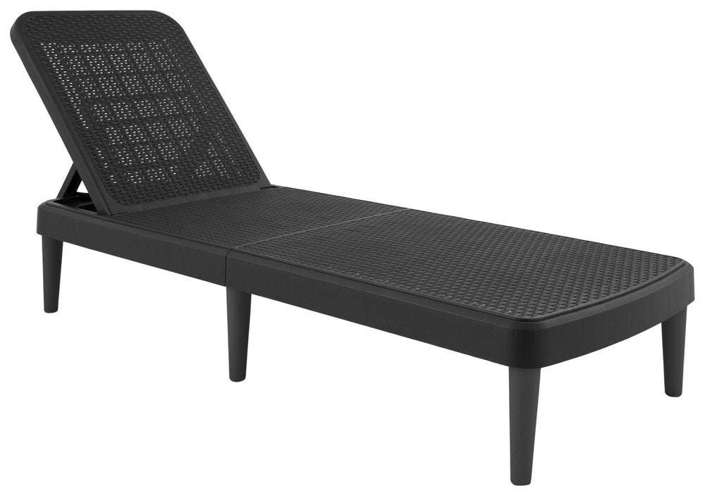Black Heavy Duty Plastic Outdoor Stacking Chaise Lounge - 75-inch