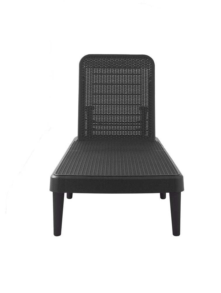 Black Heavy Duty Plastic Outdoor Stacking Chaise Lounge - 75-inch