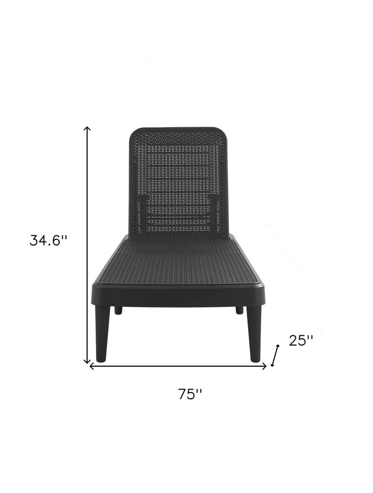 Black Heavy Duty Plastic Outdoor Stacking Chaise Lounge - 75-inch