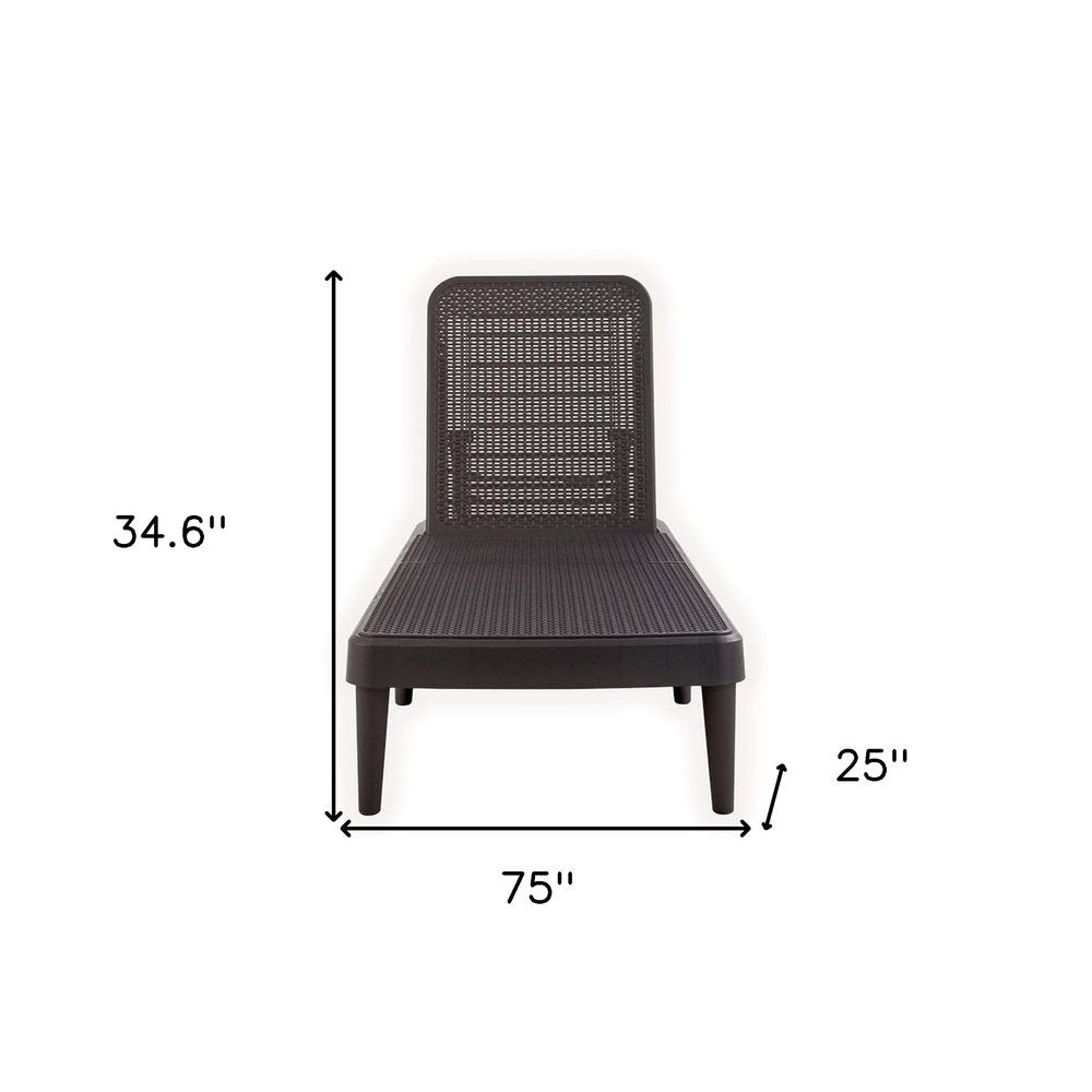Brown Heavy Duty Plastic Outdoor Stacking Chaise Lounge - 75-inch
