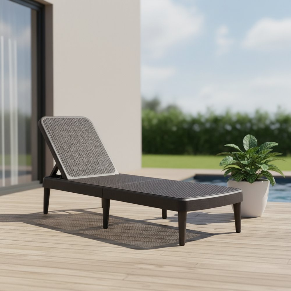 Brown Heavy Duty Plastic Outdoor Stacking Chaise Lounge - 75-inch