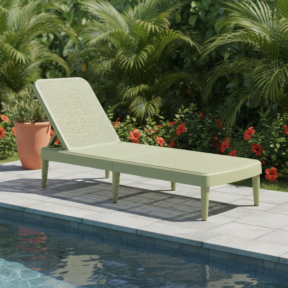 Sage Heavy Duty Plastic Outdoor Stacking Chaise Lounge - 75-inch
