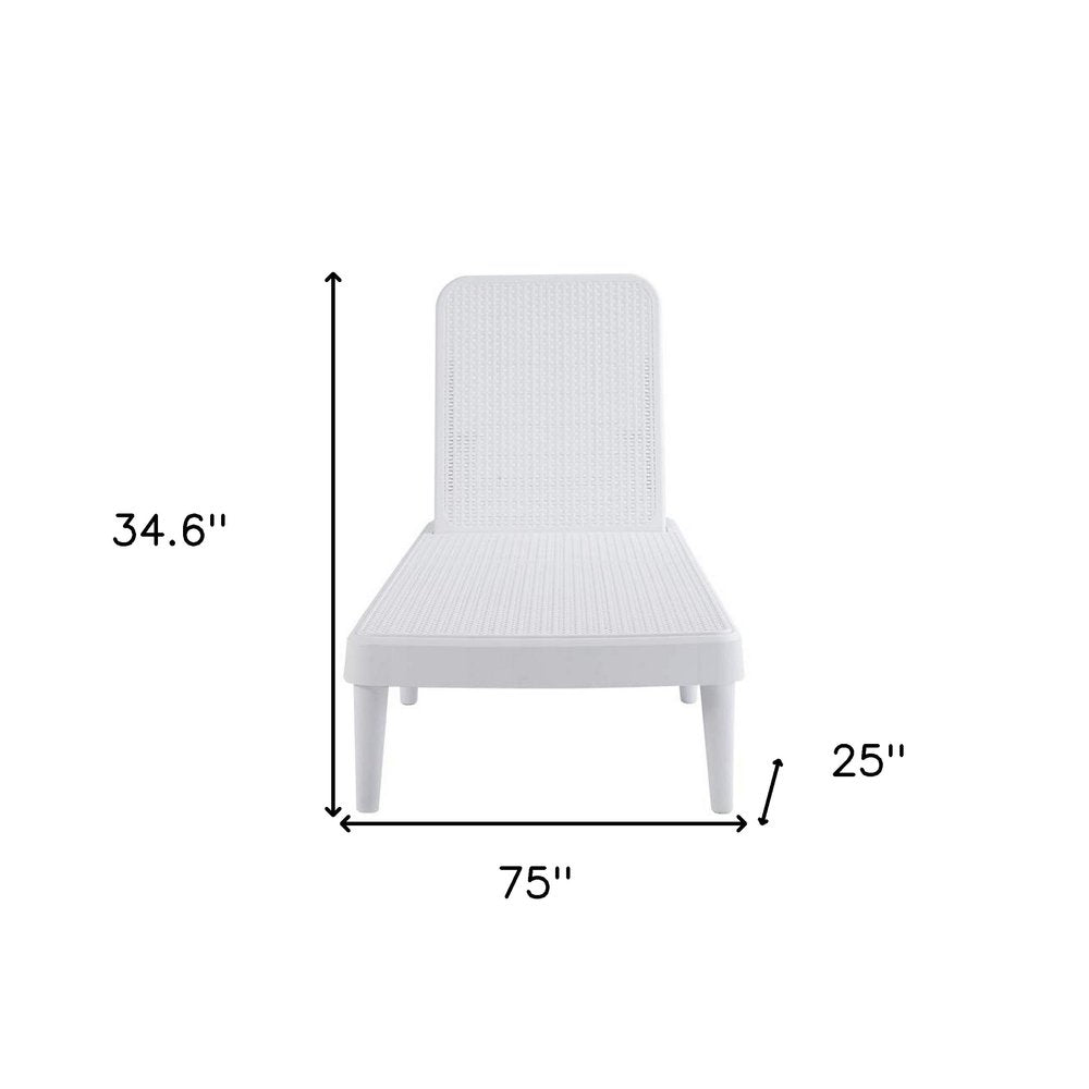 White Heavy Duty Plastic Outdoor Stacking Chaise Lounge - 75-inch