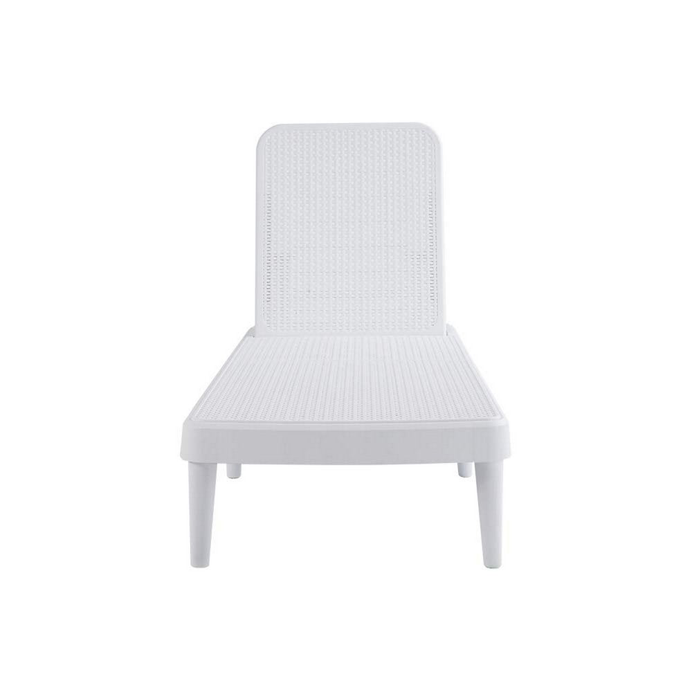 White Heavy Duty Plastic Outdoor Stacking Chaise Lounge - 75-inch