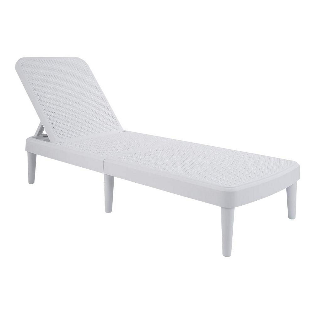 White Heavy Duty Plastic Outdoor Stacking Chaise Lounge - 75-inch