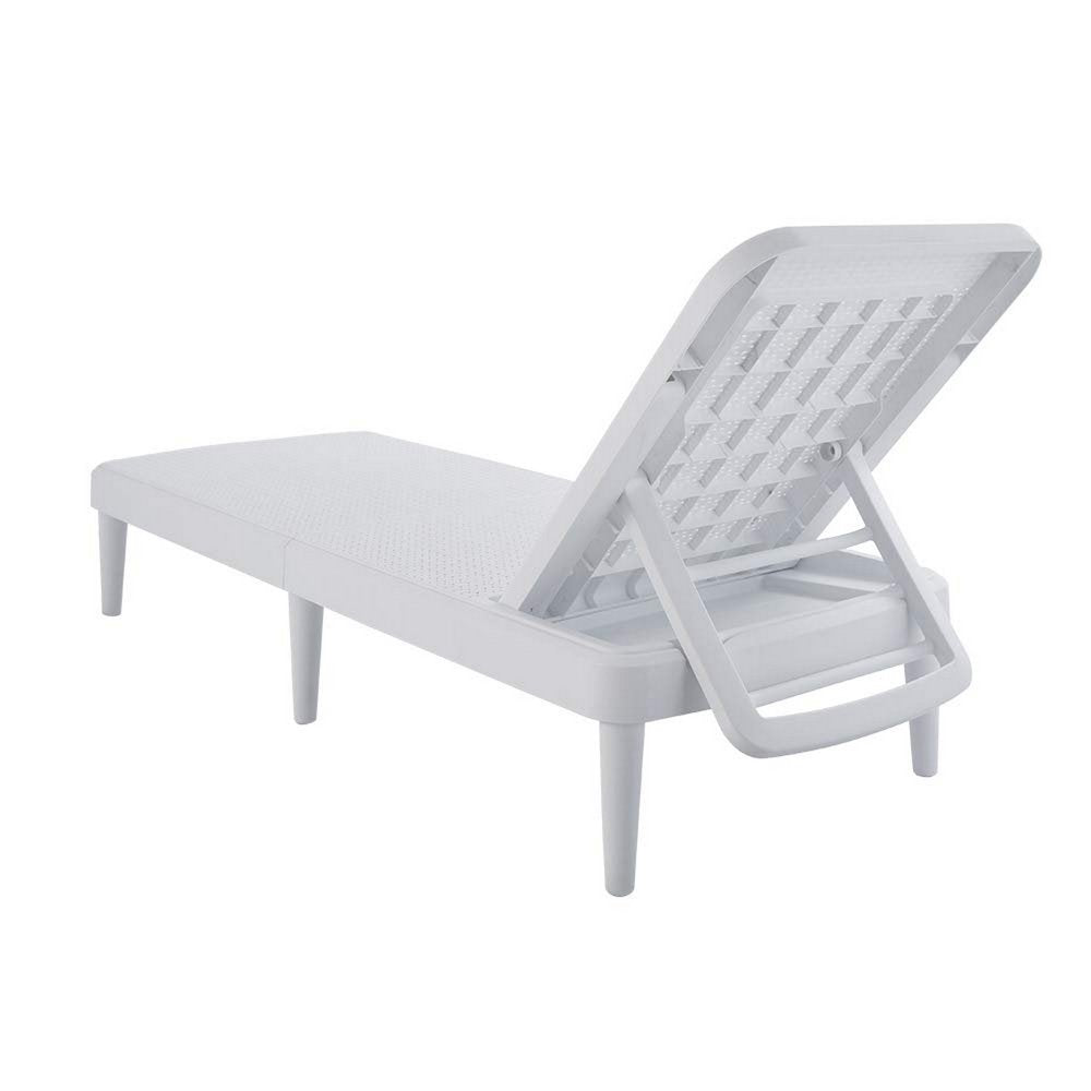 White Heavy Duty Plastic Outdoor Stacking Chaise Lounge - 75-inch