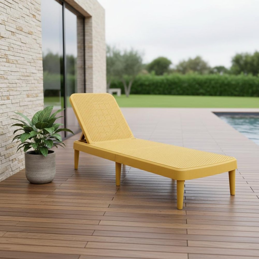 Gold Heavy Duty Plastic Outdoor Stacking Chaise Lounge - 75-inch