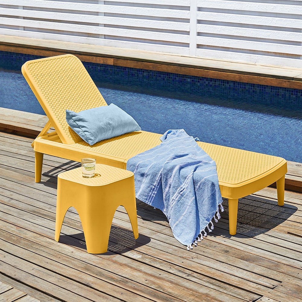 Gold Heavy Duty Plastic Outdoor Stacking Chaise Lounge - 75-inch