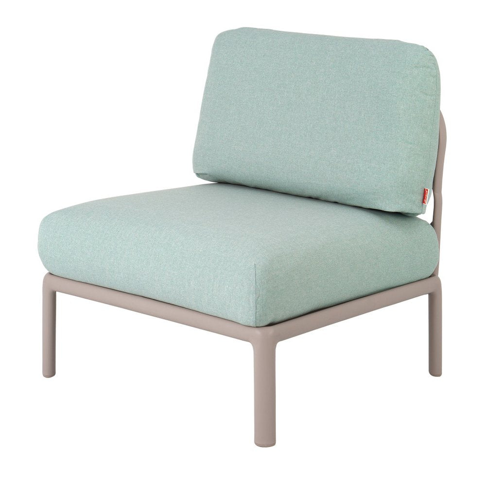 Gray Heavy Duty Plastic Outdoor Armchair with Sea Green Cushion