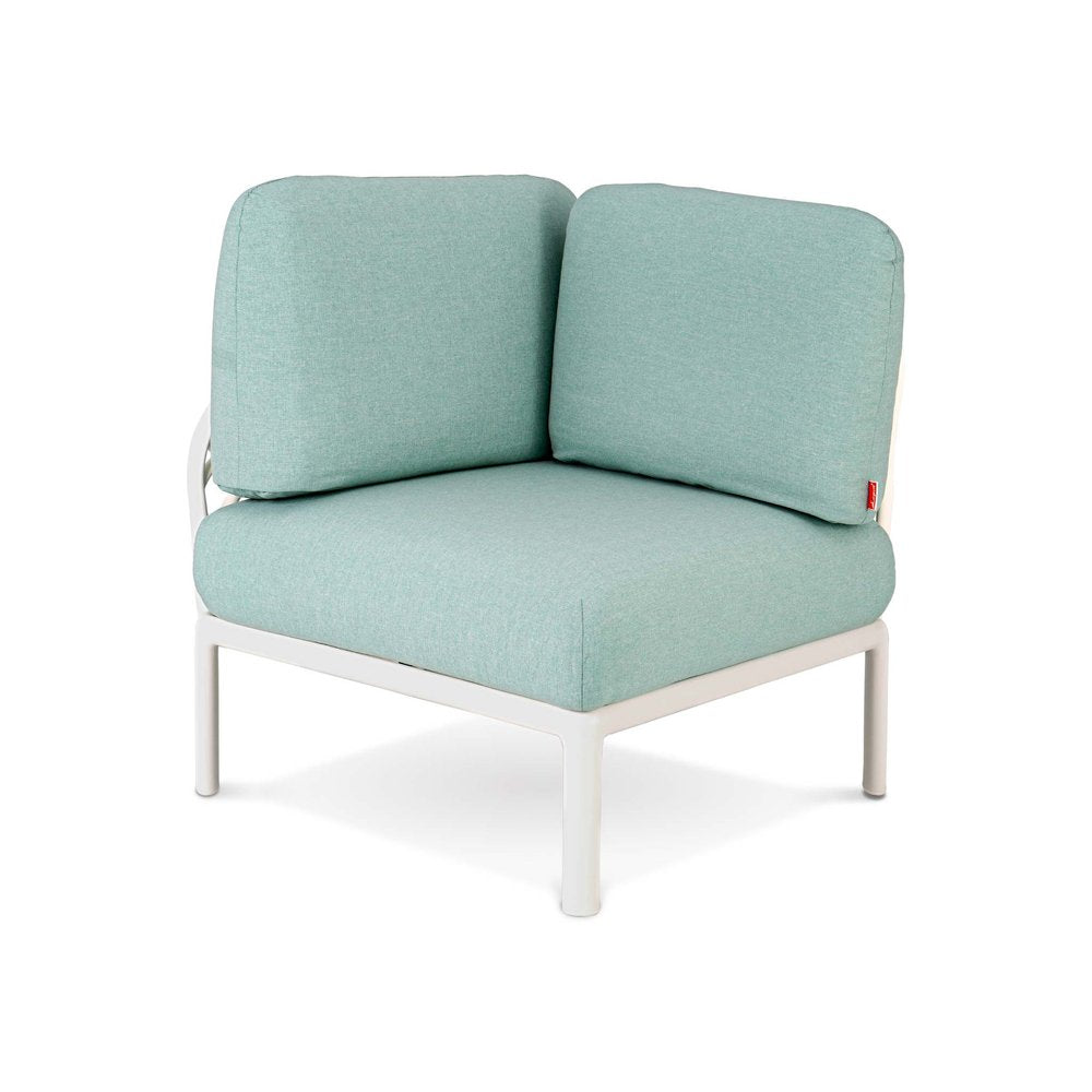 White Heavy Duty Plastic Outdoor Modular with Sea Green Cushion