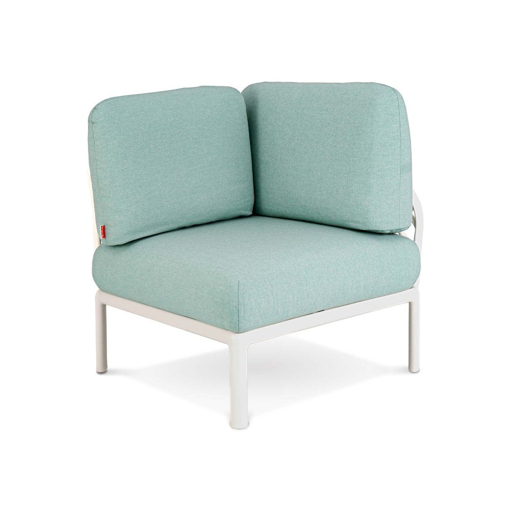White Heavy Duty Plastic Outdoor Modular with Sea Green Cushion