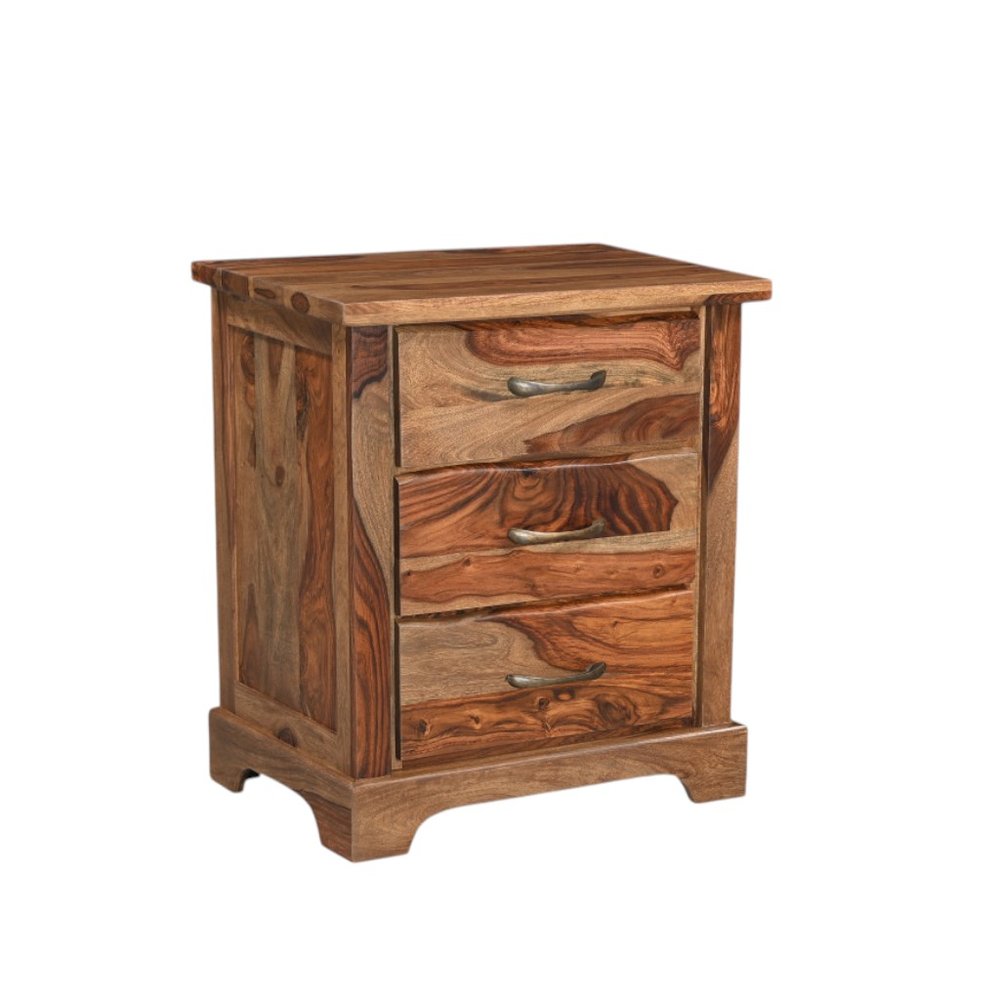 Brown Solid Wood Live Edge Three Drawer Nightstand - 27-inch