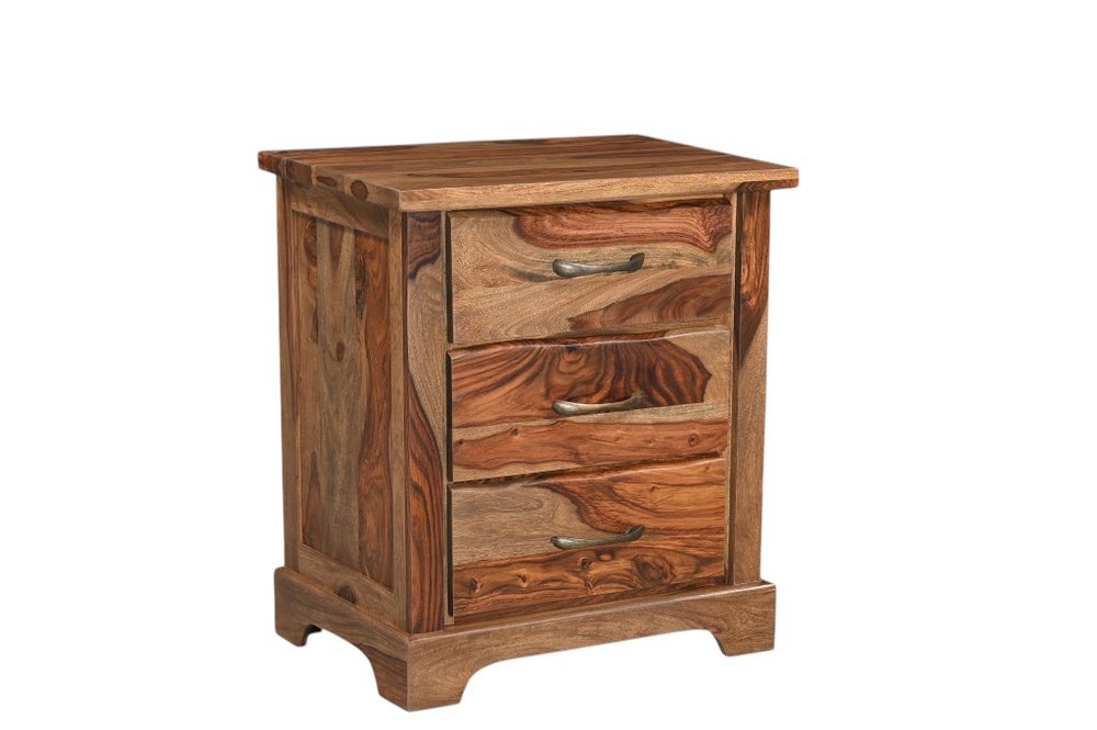 Brown Solid Wood Live Edge Three Drawer Nightstand - 27-inch