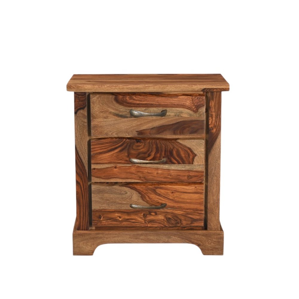Brown Solid Wood Live Edge Three Drawer Nightstand - 27-inch