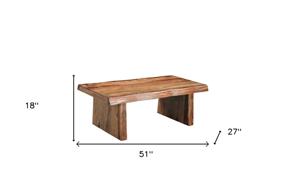 Brown Solid Wood Live Edge Coffee Table - 51-inch