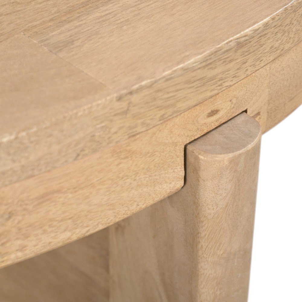 Natural Solid Wood Round Cross Legs Coffee Table - 36-inch