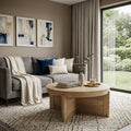 Natural Solid Wood Round Cross Legs Coffee Table - 36-inch