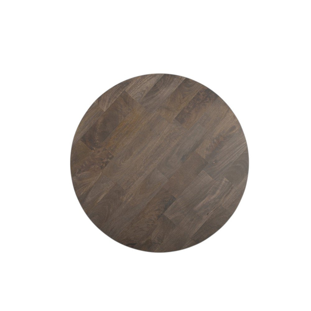 Brown Solid Wood Round Cross Legs Coffee Table - 36-inch