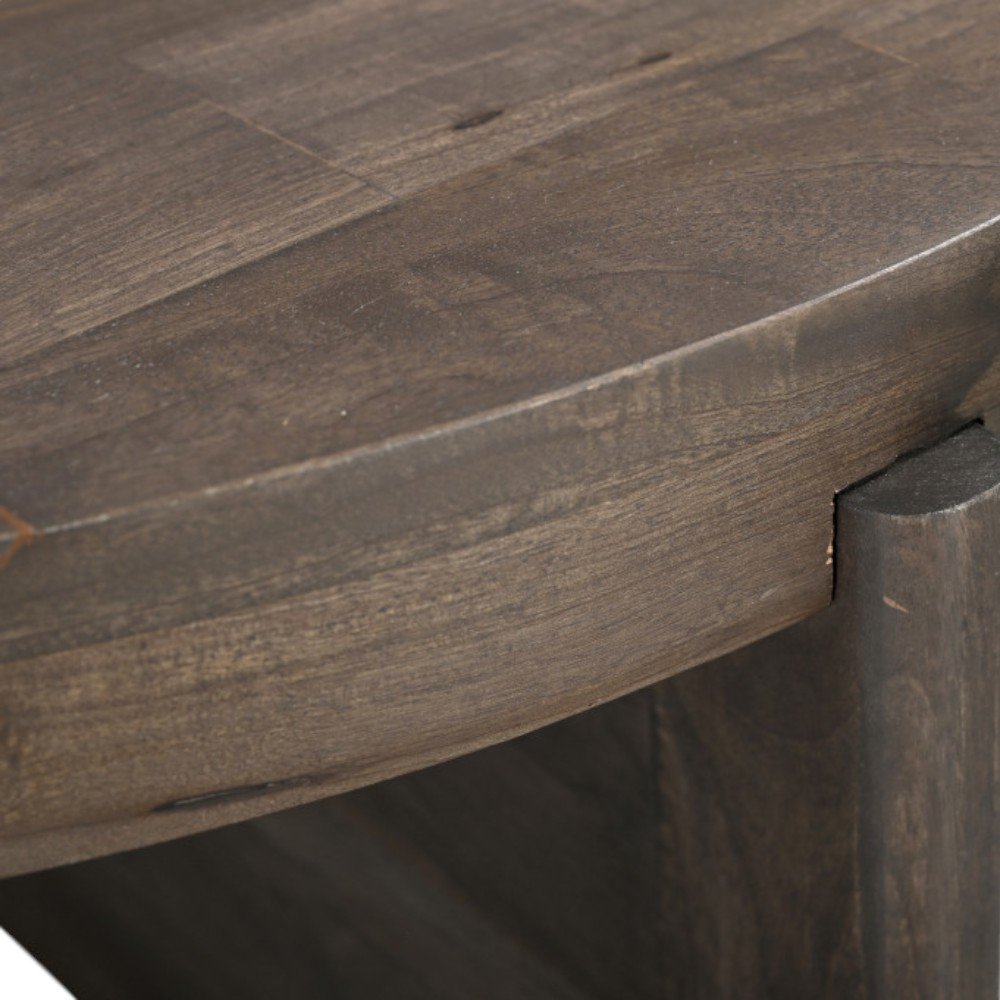 Brown Solid Wood Round Cross Legs Coffee Table - 36-inch
