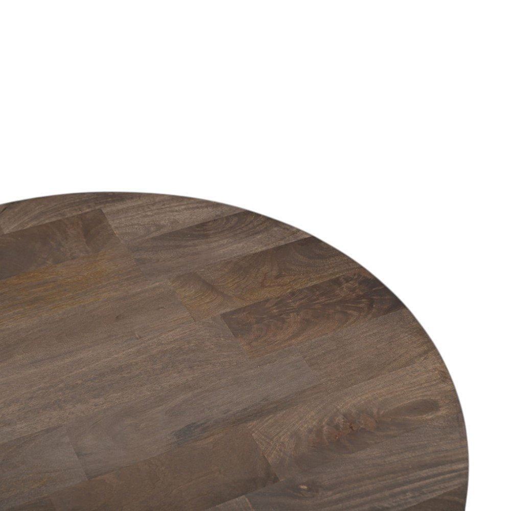 Brown Solid Wood Round Cross Legs Coffee Table - 36-inch