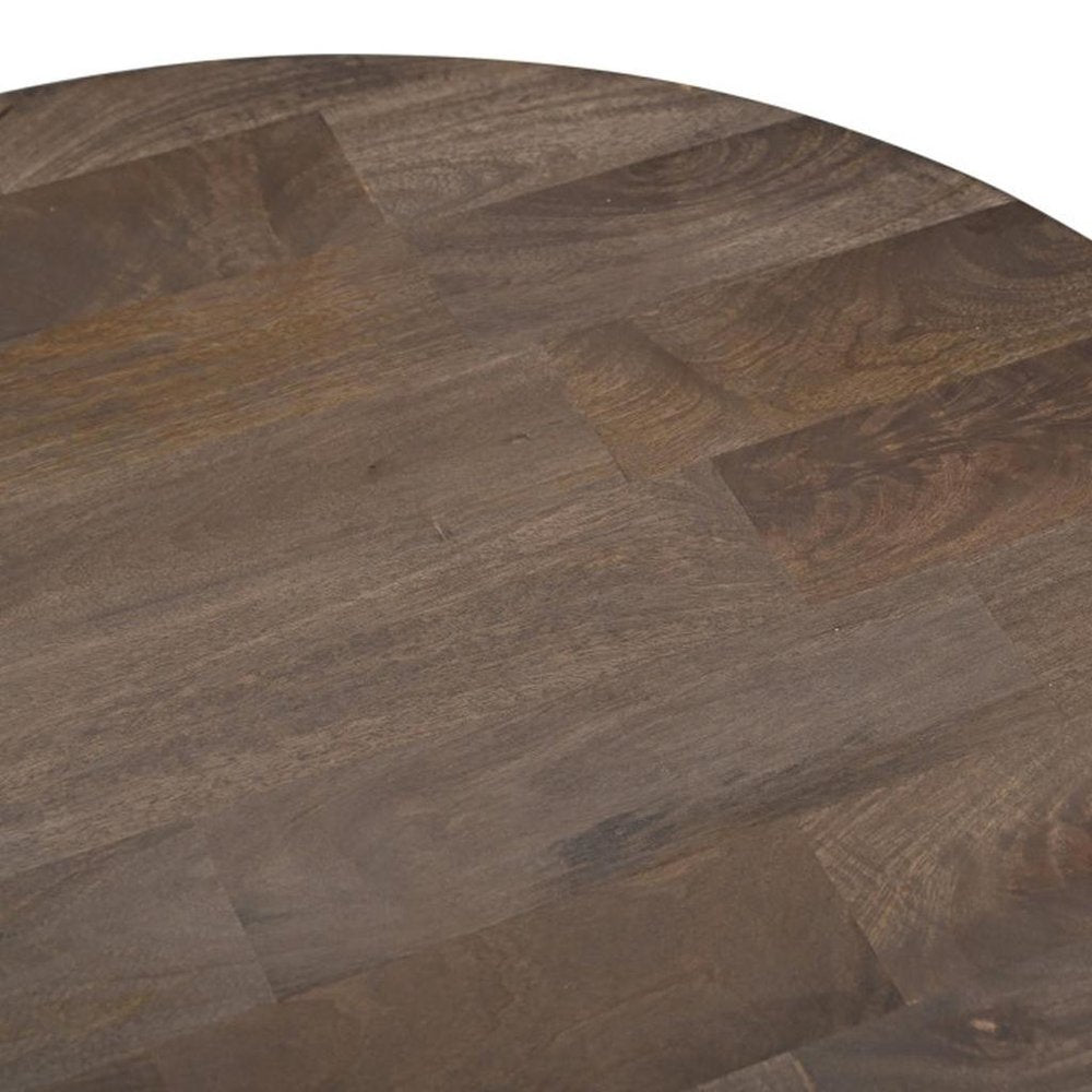 Brown Solid Wood Round Cross Legs Coffee Table - 36-inch
