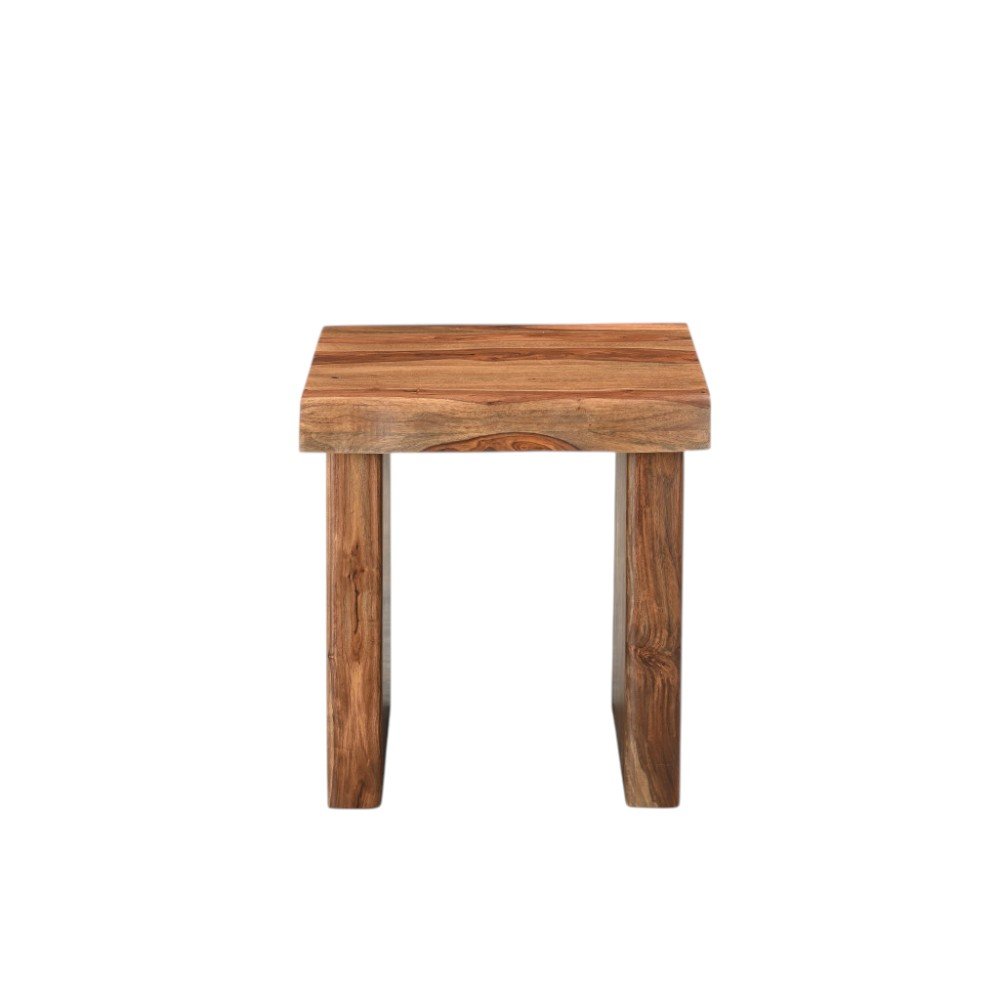 Brown Solid Wood Square Live Edge End Table - 23-inch