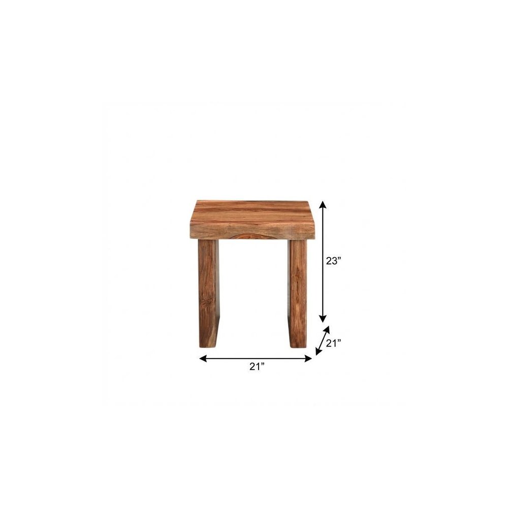 Brown Solid Wood Square Live Edge End Table - 23-inch