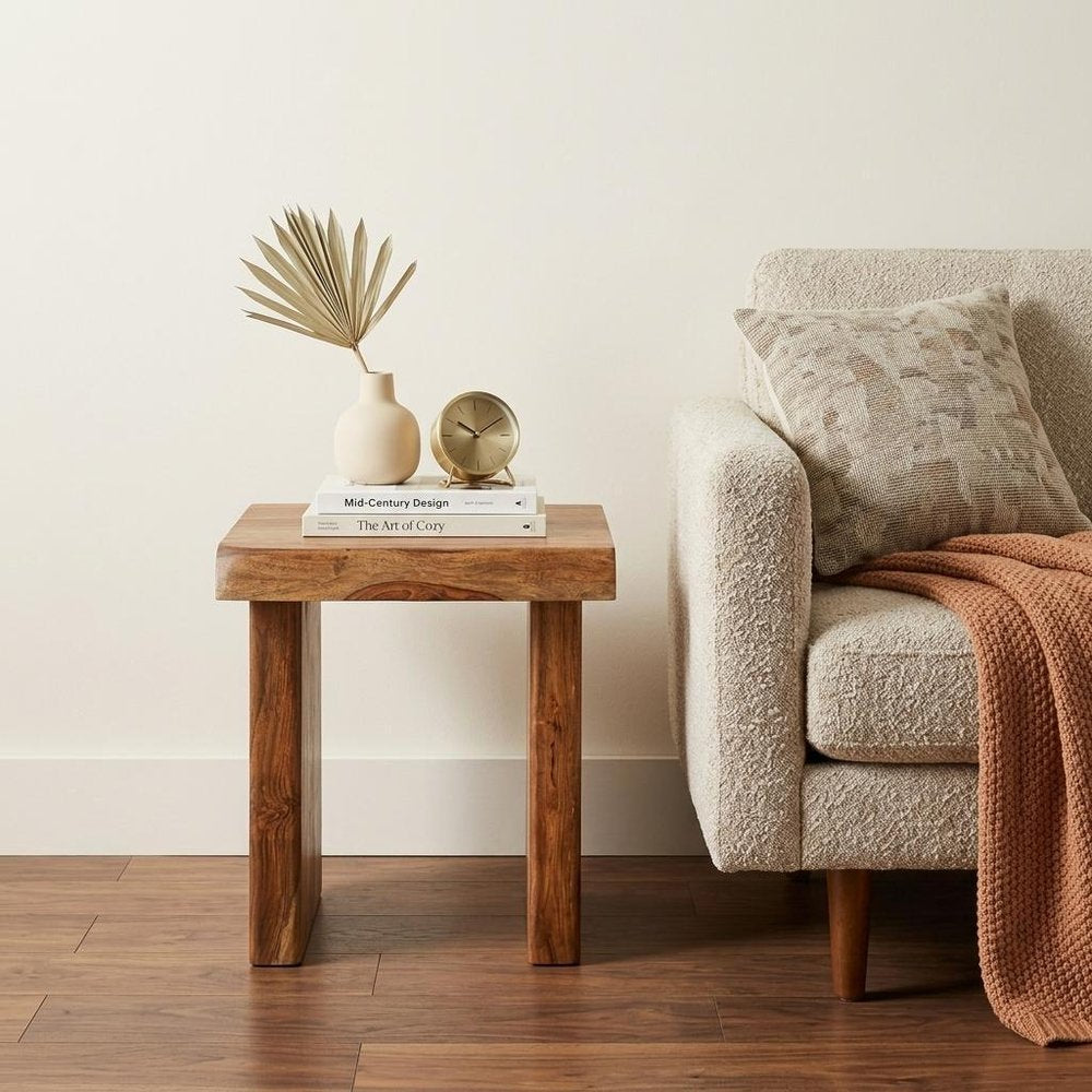 Brown Solid Wood Square Live Edge End Table - 23-inch