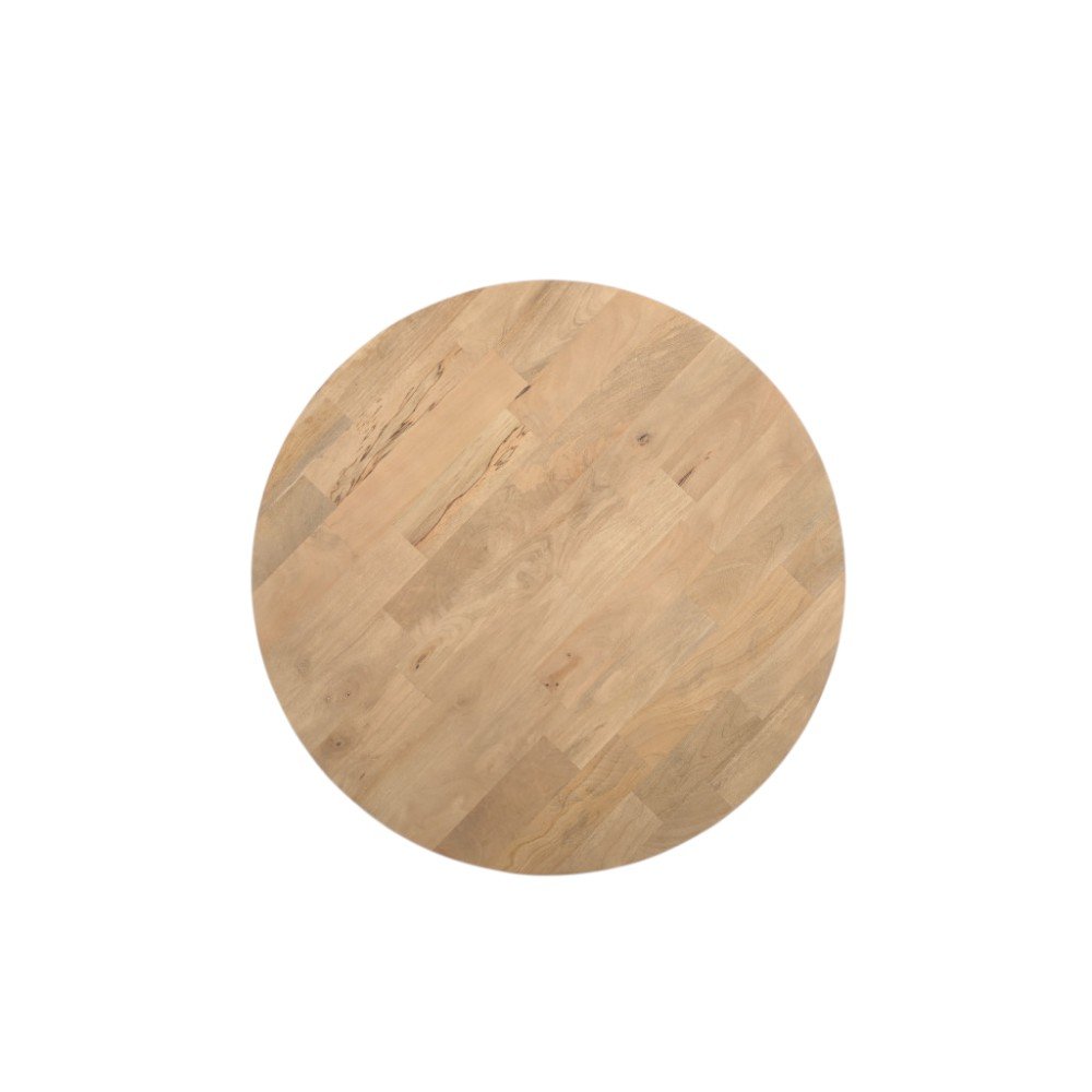 Natural Solid Wood Round Cross Leg End Table - 24-inch