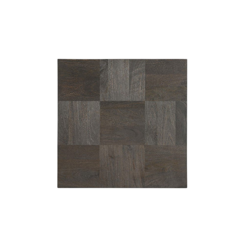 Gray Distressed Solid Wood Square Block End Table - 22-inch