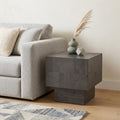 Gray Distressed Solid Wood Square Block End Table - 22-inch