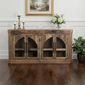 Brown Distressed Reclaimed Wood Sideboard with Four Glass Doors - 72-inch