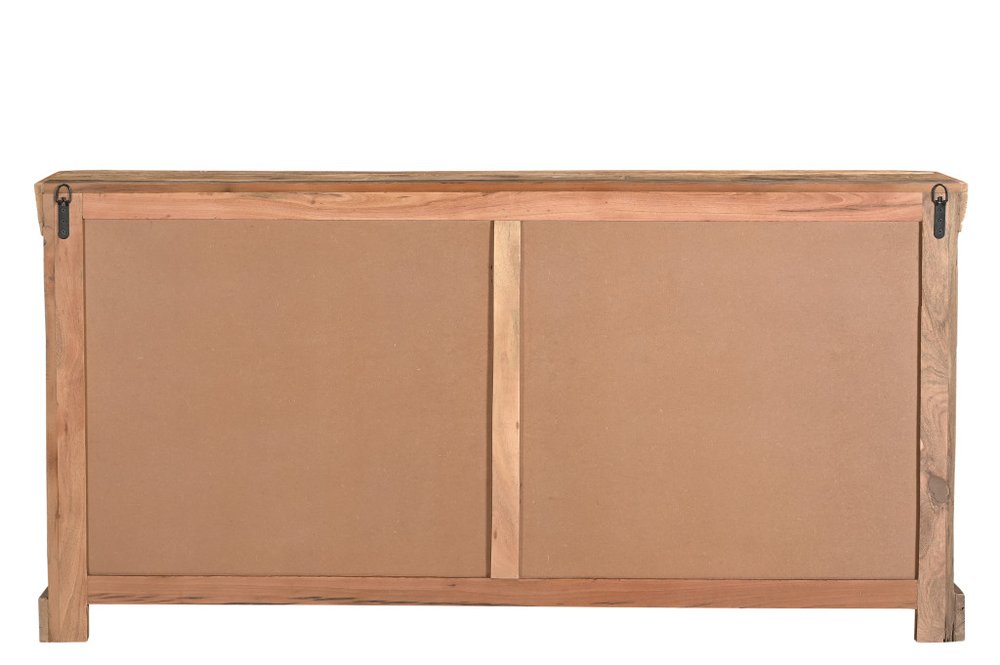 Brown Distressed Reclaimed Wood Sideboard with Four Glass Doors - 72-inch