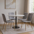 Set of Four Dark Gray and Gold Fabric Dining Side Chairs