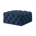 Navy Blue Velvet Rolling Tufted Cocktail Ottoman - 33-inch