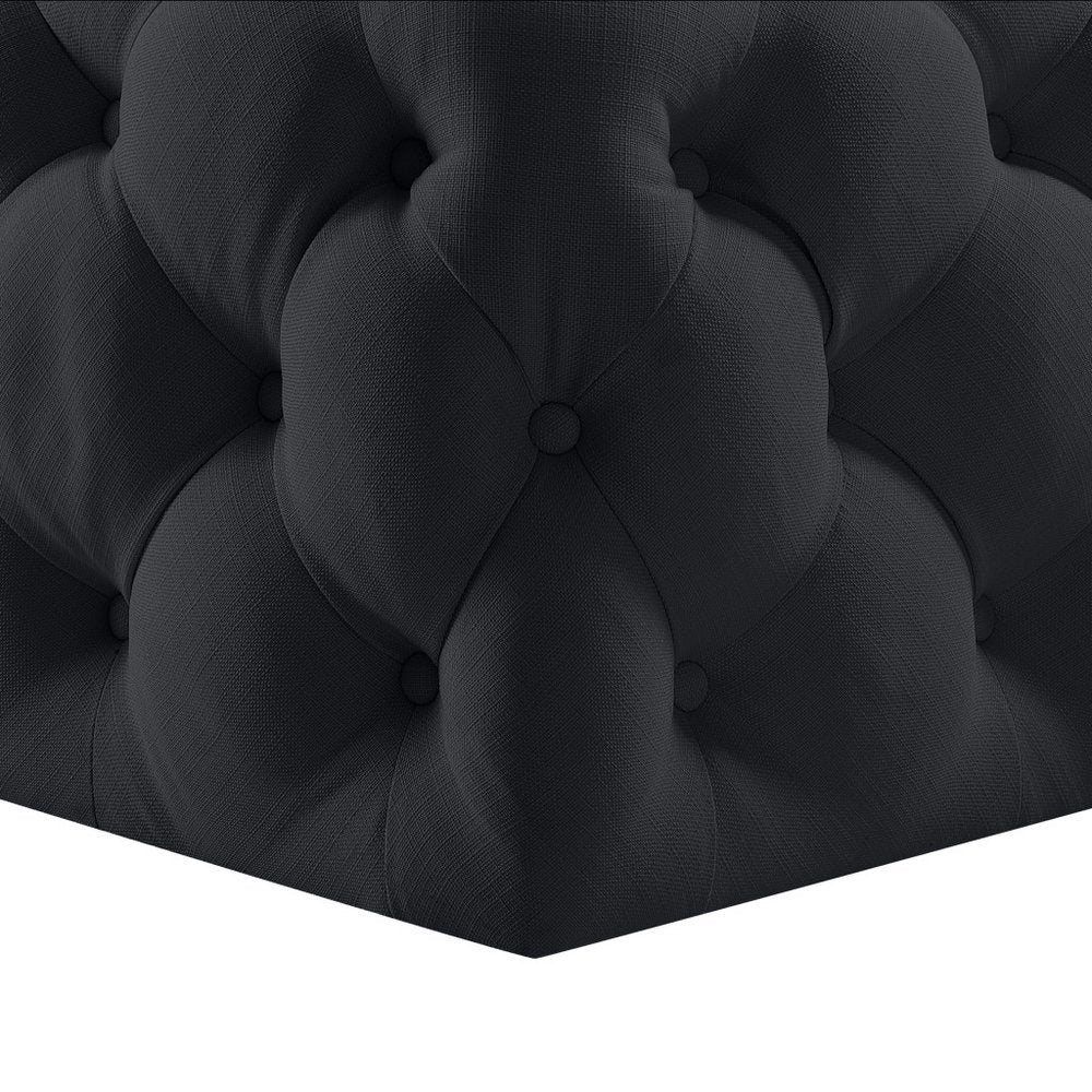 Navy Blue Velvet Rolling Tufted Cocktail Ottoman - 33-inch