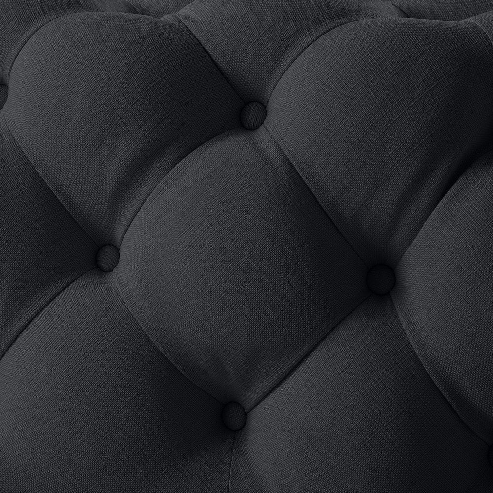 Navy Blue Velvet Rolling Tufted Cocktail Ottoman - 33-inch