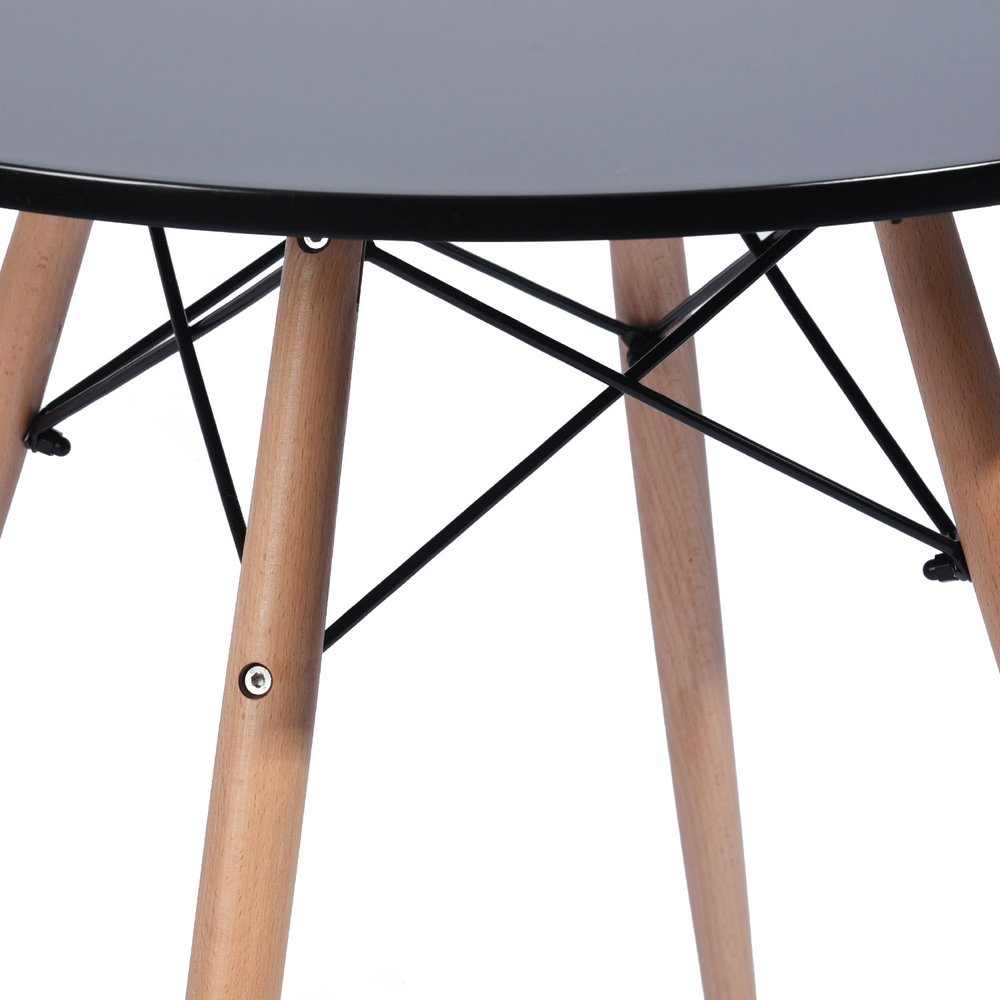 Black and Natural Wood Round Top Dining Table - 32-inch