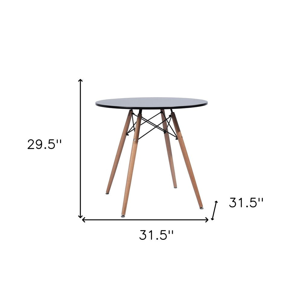 Black and Natural Wood Round Top Dining Table - 32-inch