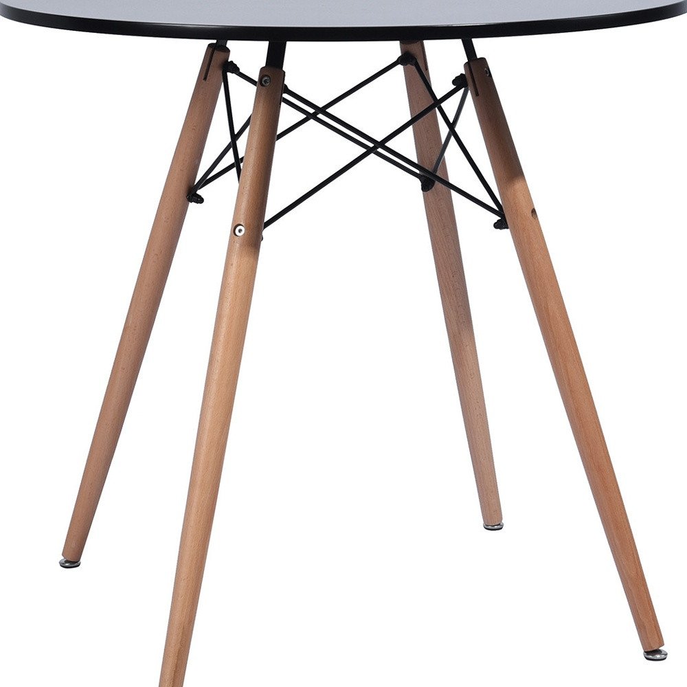 Black and Natural Wood Round Top Dining Table - 32-inch