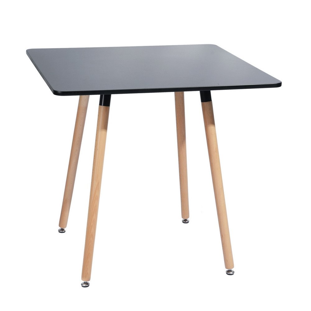 Black and Natural Wood Square Dining Table - 32-inch