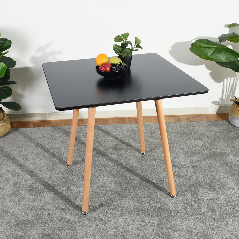 Black and Natural Wood Square Dining Table - 32-inch