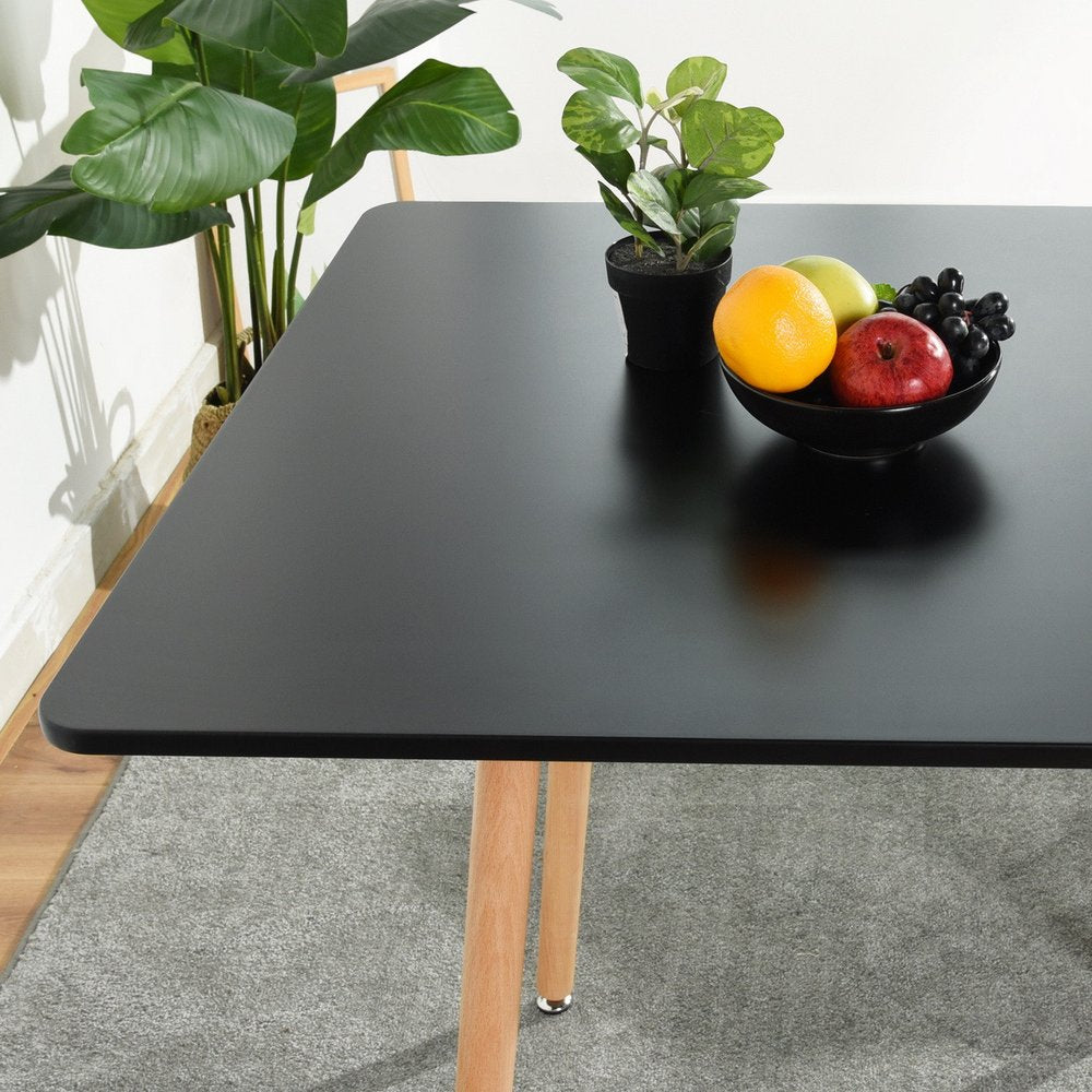 Black and Natural Wood Square Dining Table - 32-inch