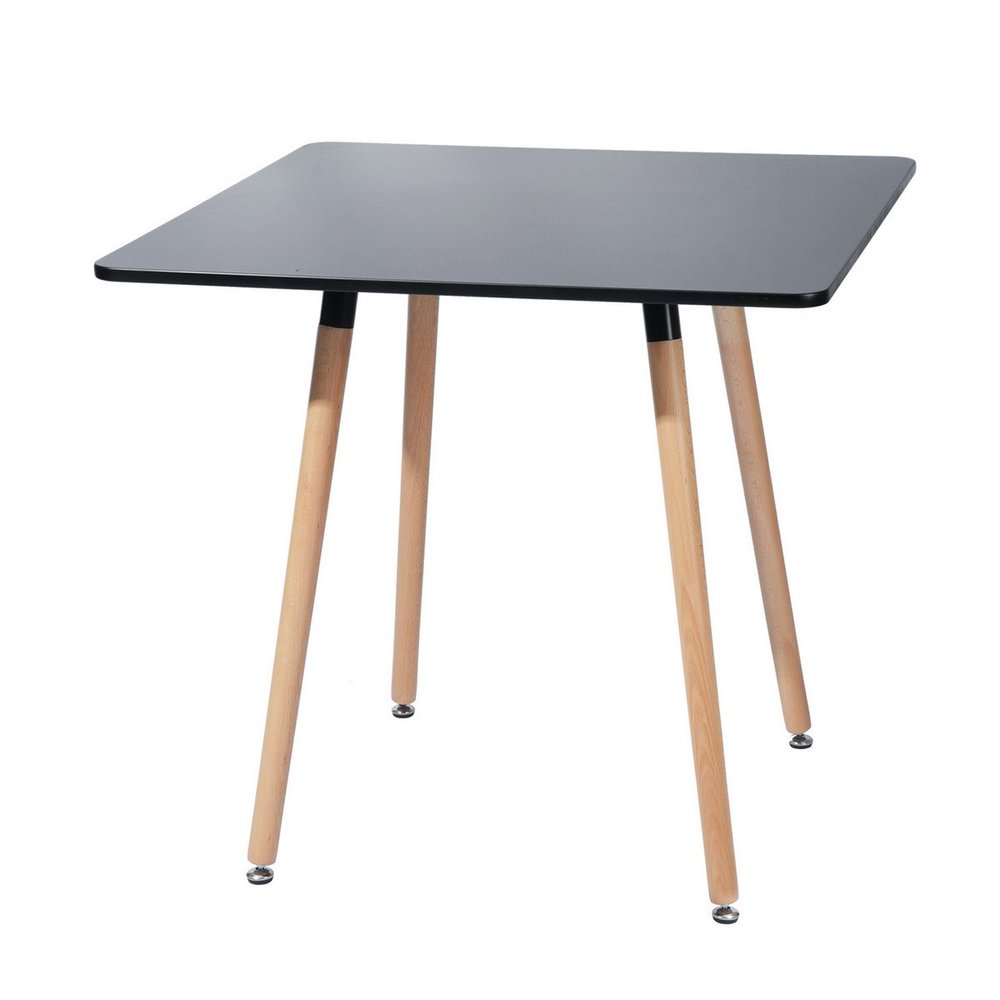 Black and Natural Wood Square Dining Table - 32-inch