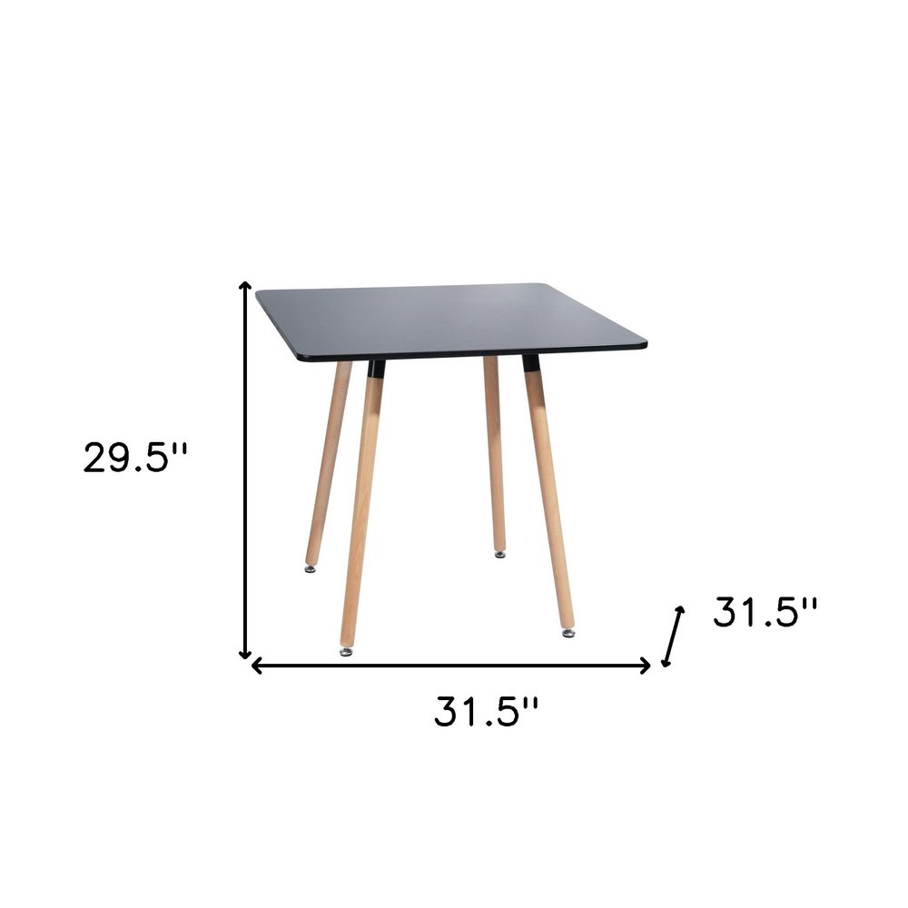 Black and Natural Wood Square Dining Table - 32-inch