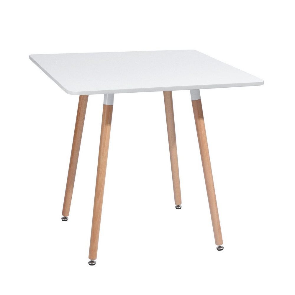 White and Natural Wood and Solid Wood Square Dining Table - 32-inch