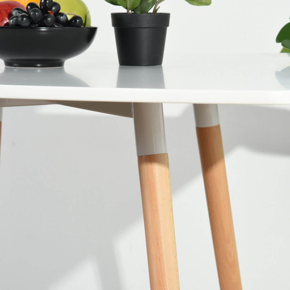 White and Natural Wood and Solid Wood Square Dining Table - 32-inch