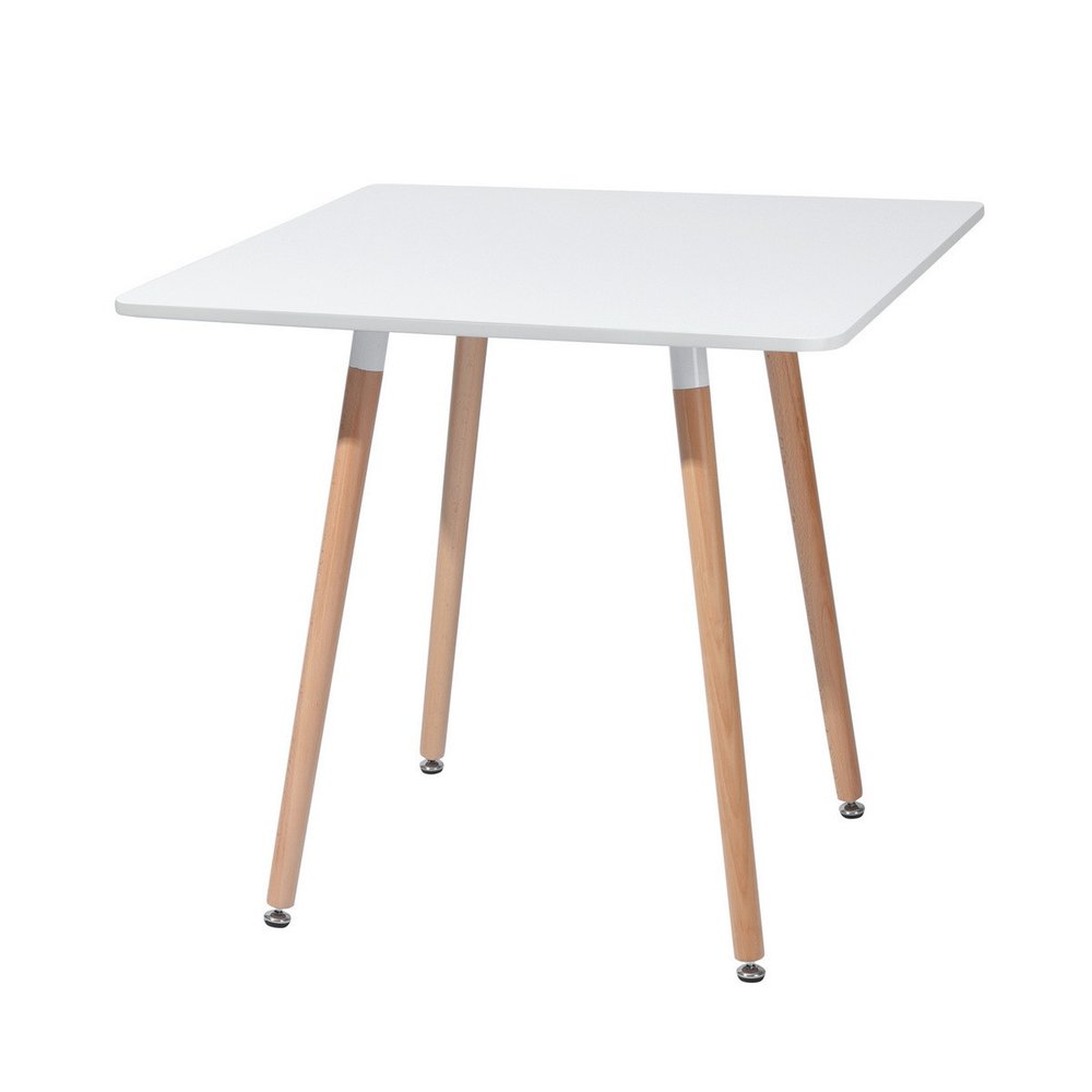White and Natural Wood and Solid Wood Square Dining Table - 32-inch